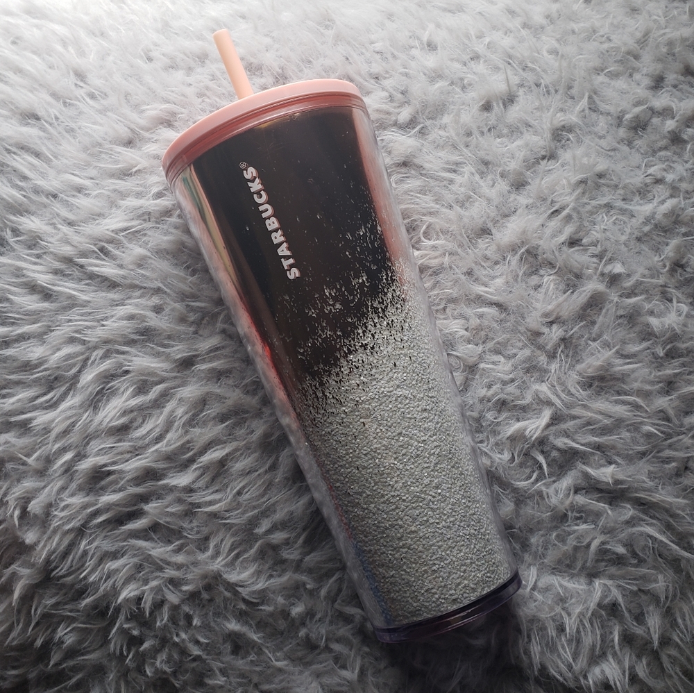 NWT Starbucks Venti pink white glitter cold cup